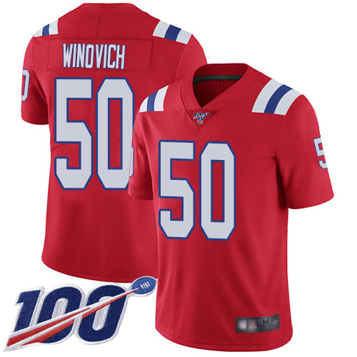 New England Patriots Football #50 100th Season Limited Red Men Chase Winovich Alternate NFL Jersey->women nfl jersey->Women Jersey